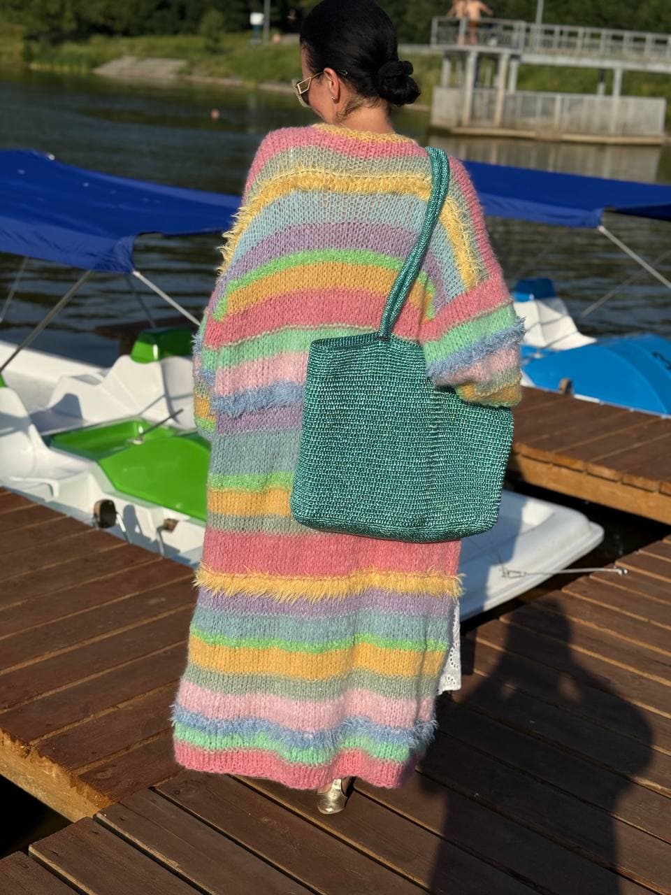 Oversized pastel alpaca cardigan long — alternate view