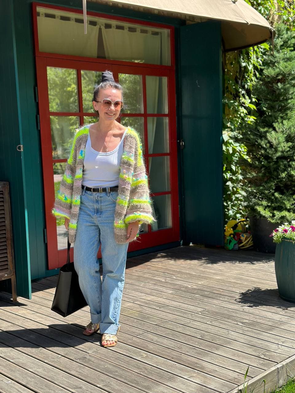 Bohemian Neon Alpaca Cardigan — alternate view