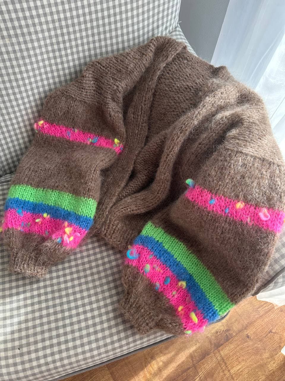Mocha Rainbow Alpaca Cardigan — alternate view